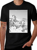 Palm Tree Graphic Tee - Black Casual T-Shirt