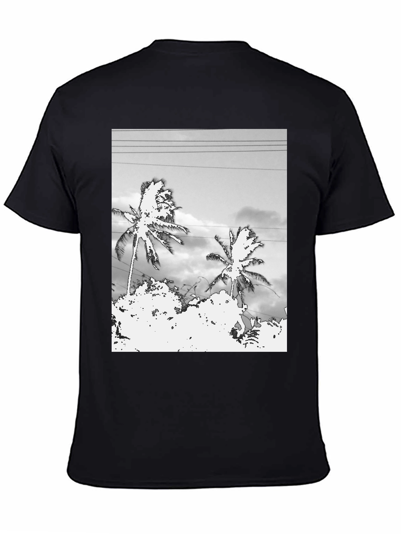 Palm Tree Graphic Tee - Black Casual T-Shirt