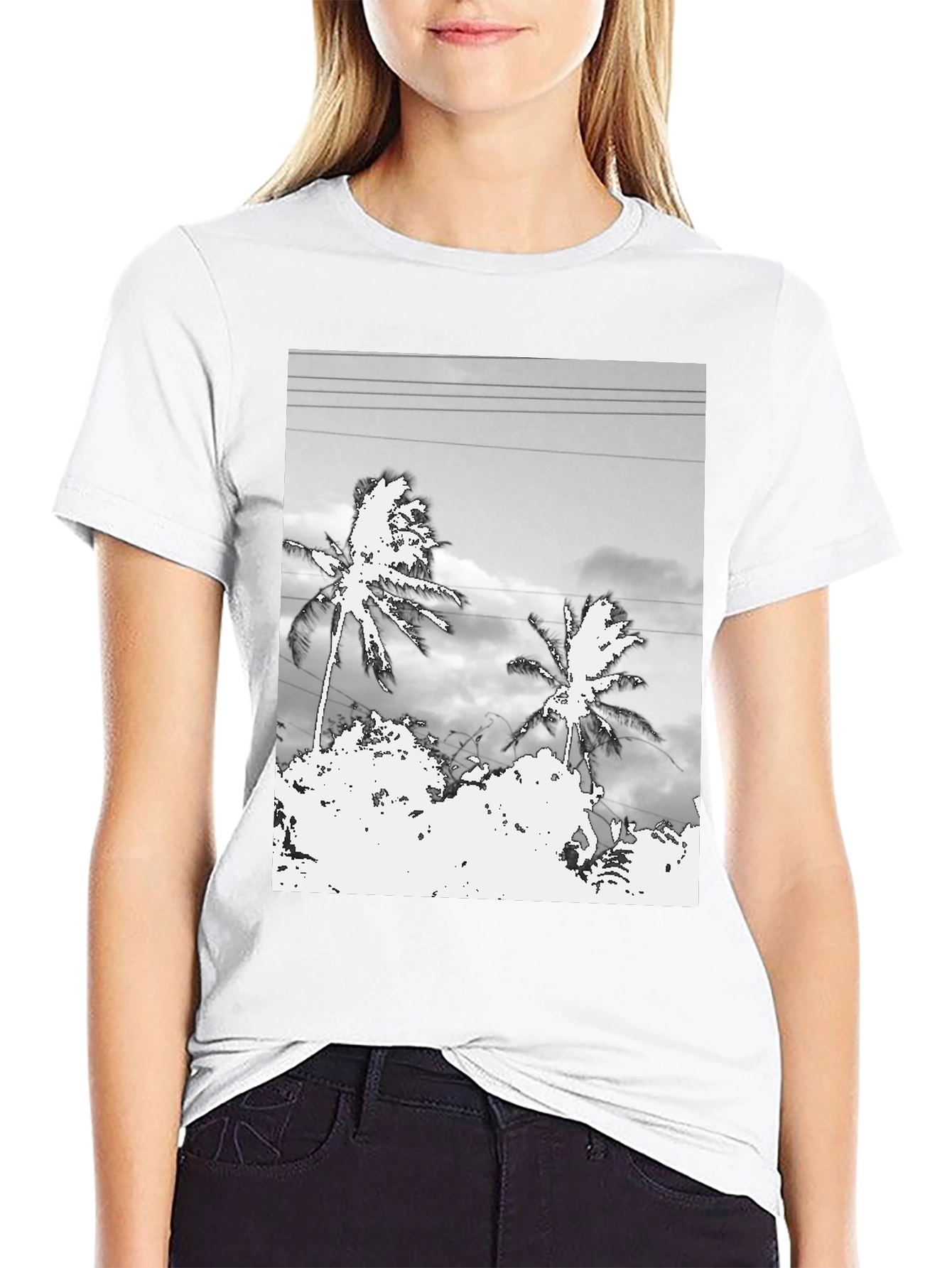 Palm Tree Graphic Tee - Black Casual T-Shirt