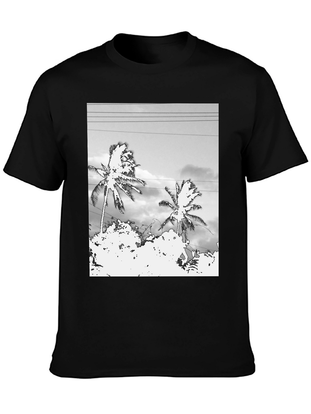 Palm Tree Graphic Tee - Black Casual T-Shirt