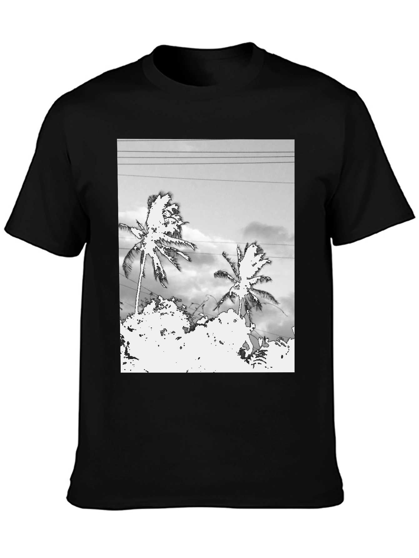 Palm Tree Graphic Tee - Black Casual T-Shirt