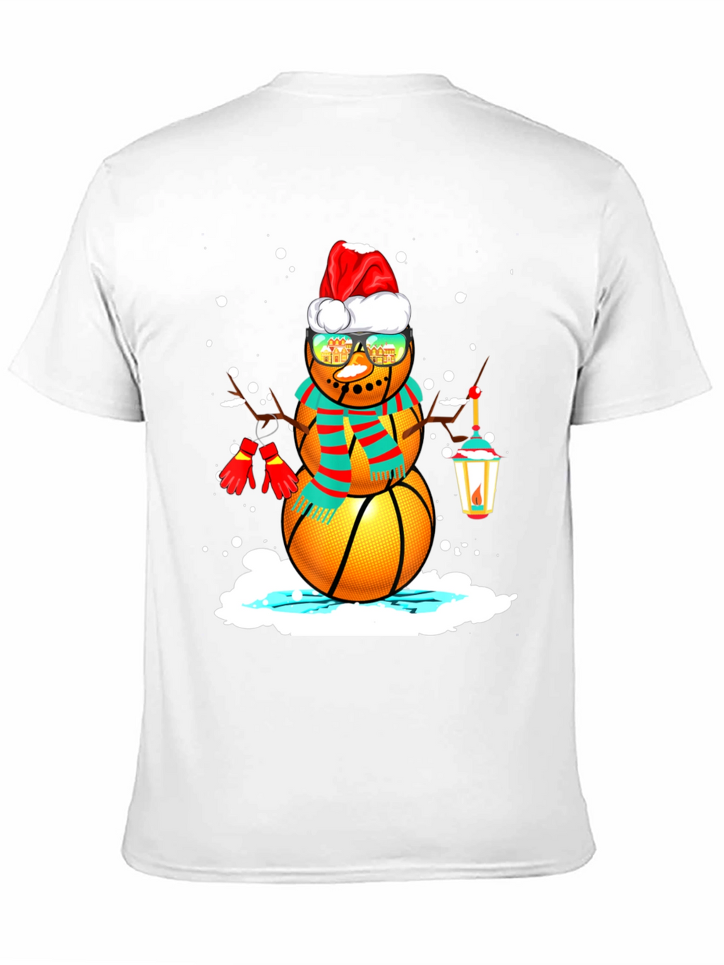 Basketball Snowman Christmas T-Shirt