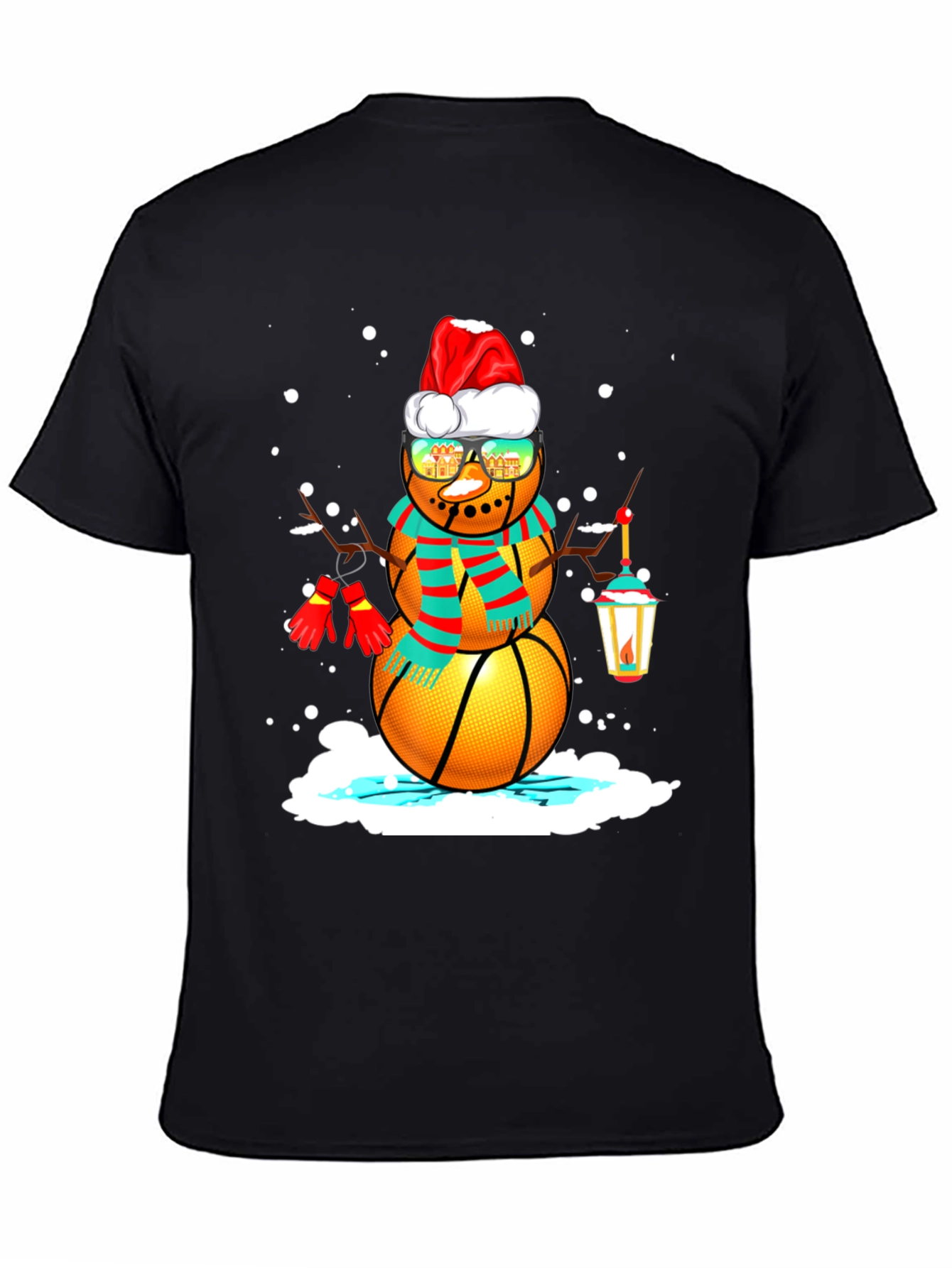 Basketball Snowman Christmas T-Shirt