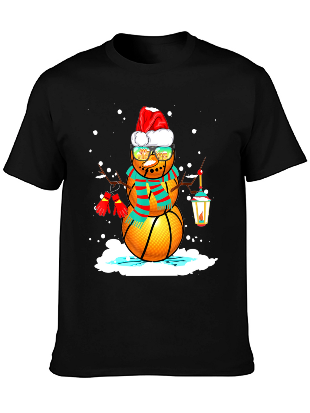 Basketball Snowman Christmas T-Shirt