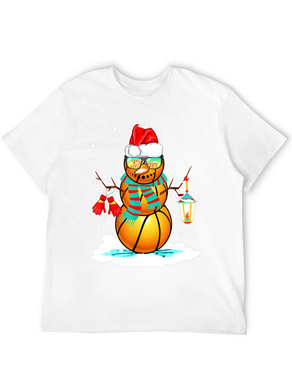 Basketball Snowman Christmas T-Shirt