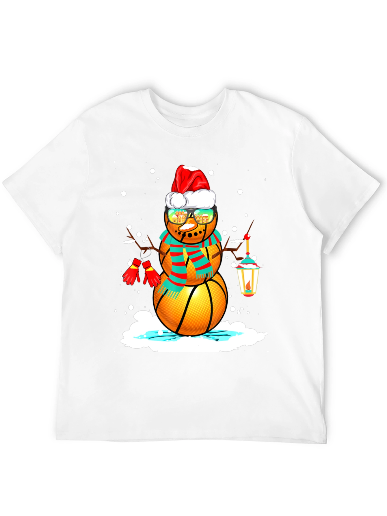 Basketball Snowman Christmas T-Shirt