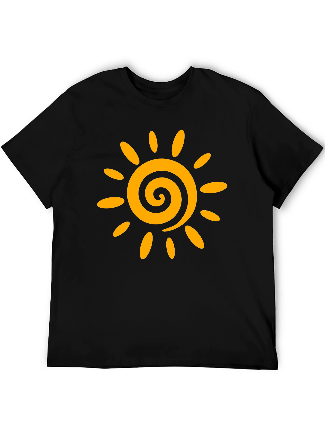 Black T-Shirt with Golden Sun Graphic