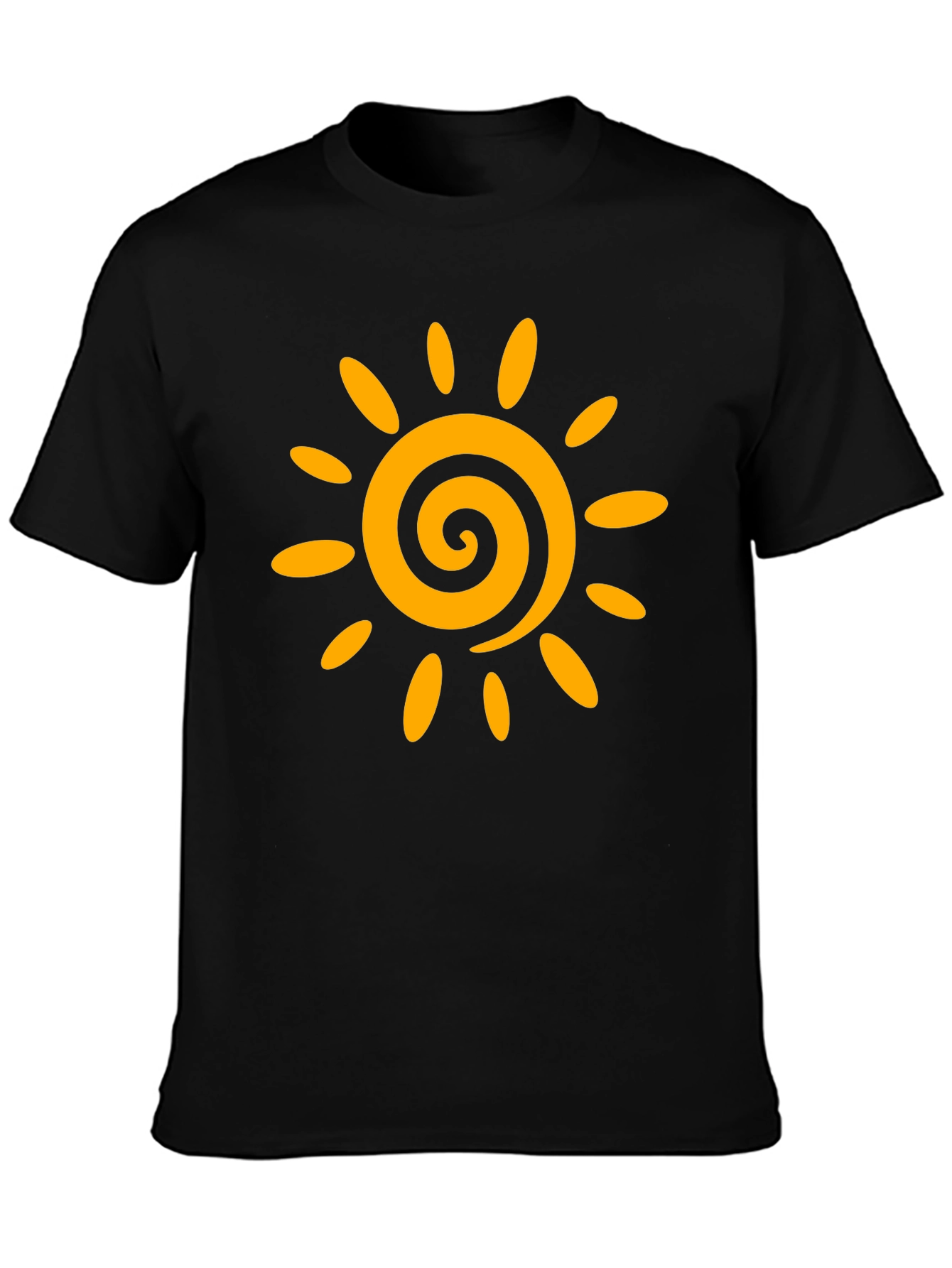 Black T-Shirt with Golden Sun Graphic