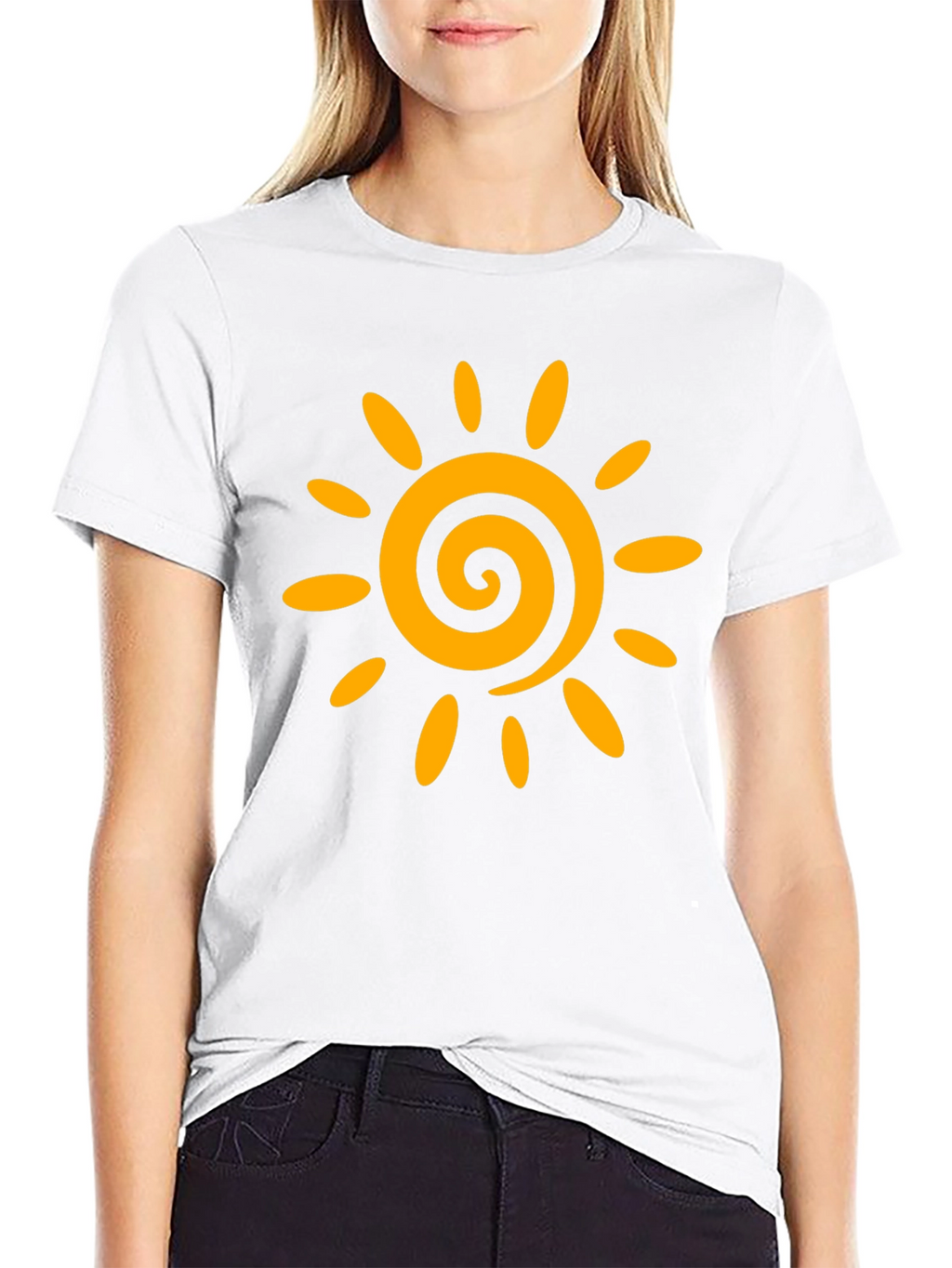 Black T-Shirt with Golden Sun Graphic