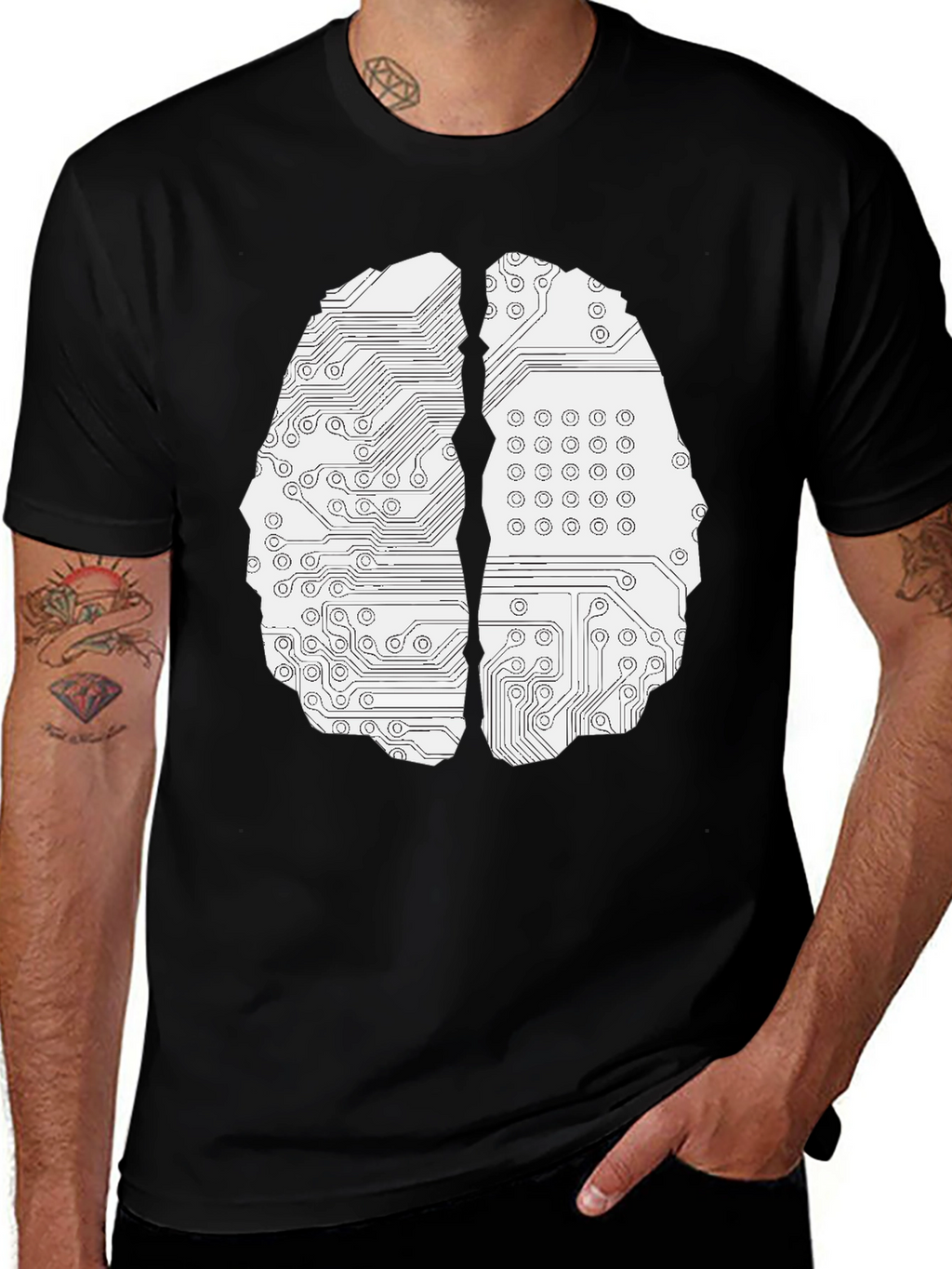 Circuit Brain Graphic Tee - Black