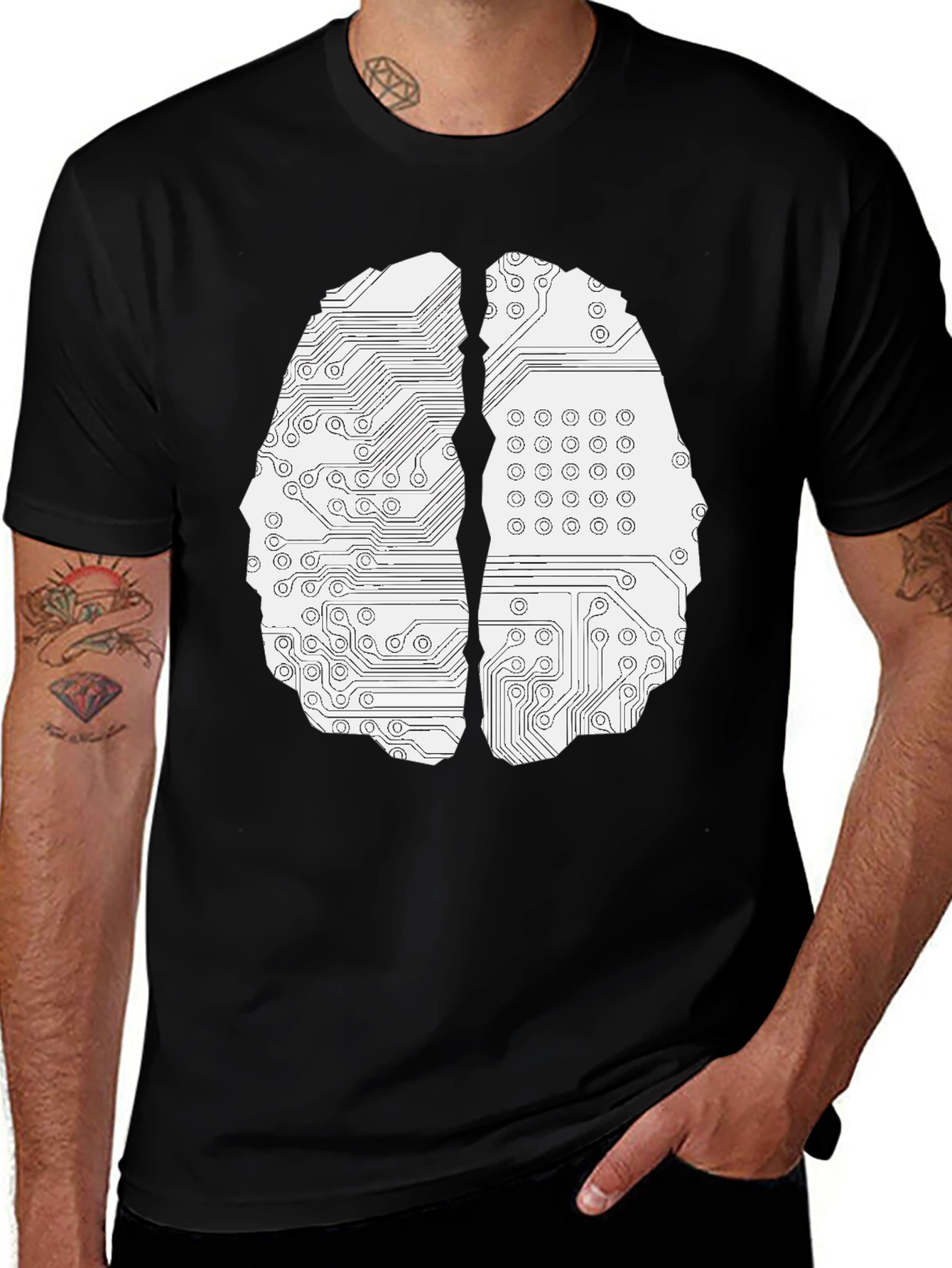 Circuit Brain Graphic Tee - Black