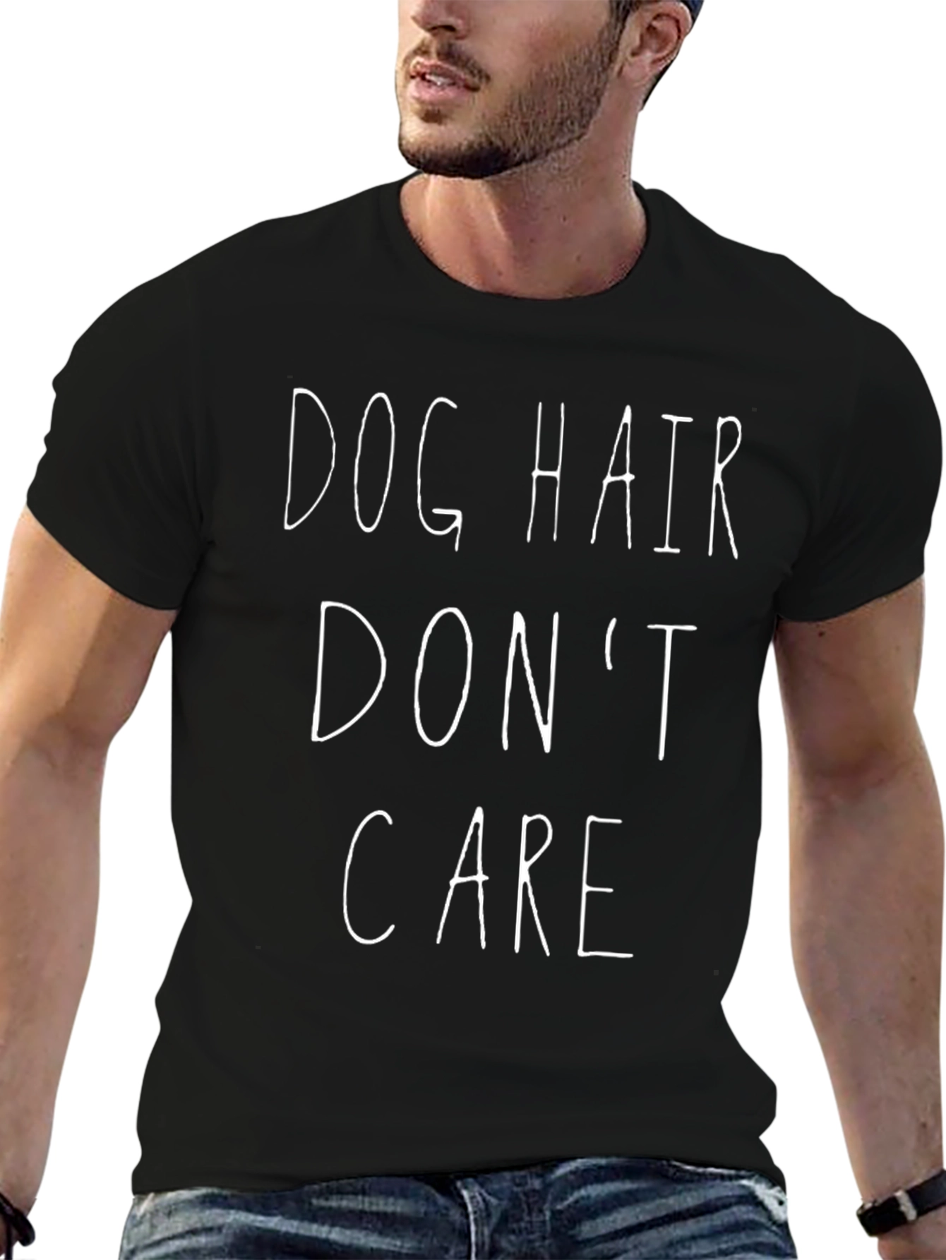 Dog Hair Dont Care Black Graphic T-Shirt