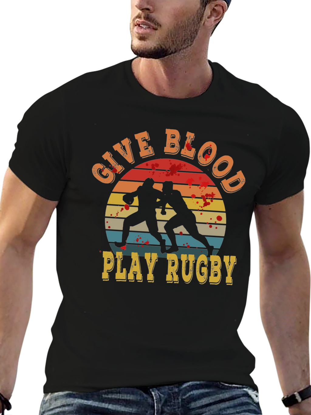 Give Blood Play Rugby Graphic Tee