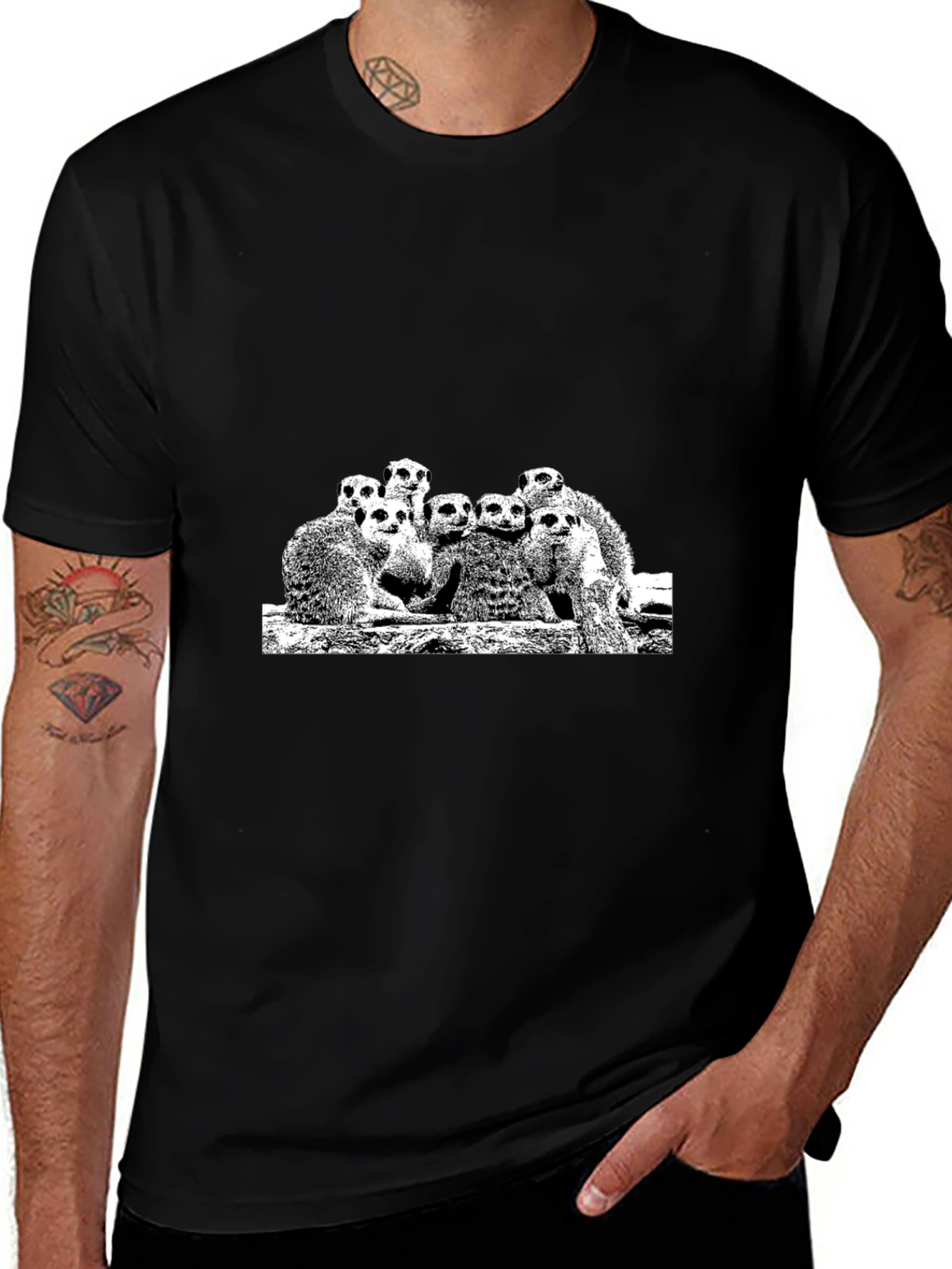 Meerkat Family Graphic Black Tee