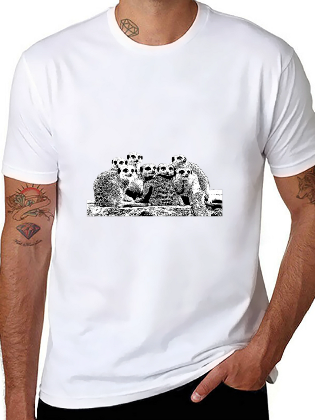 Meerkat Family Graphic Black Tee