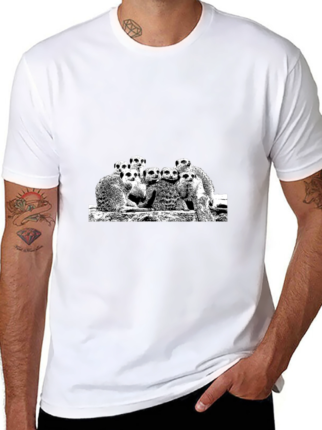 Meerkat Family Graphic Black Tee