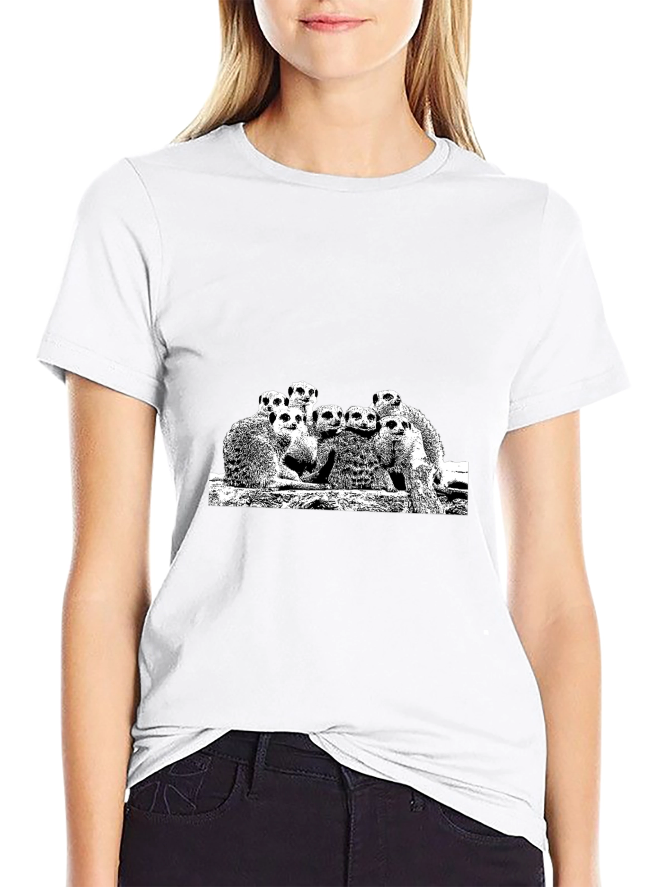 Meerkat Family Graphic Black Tee