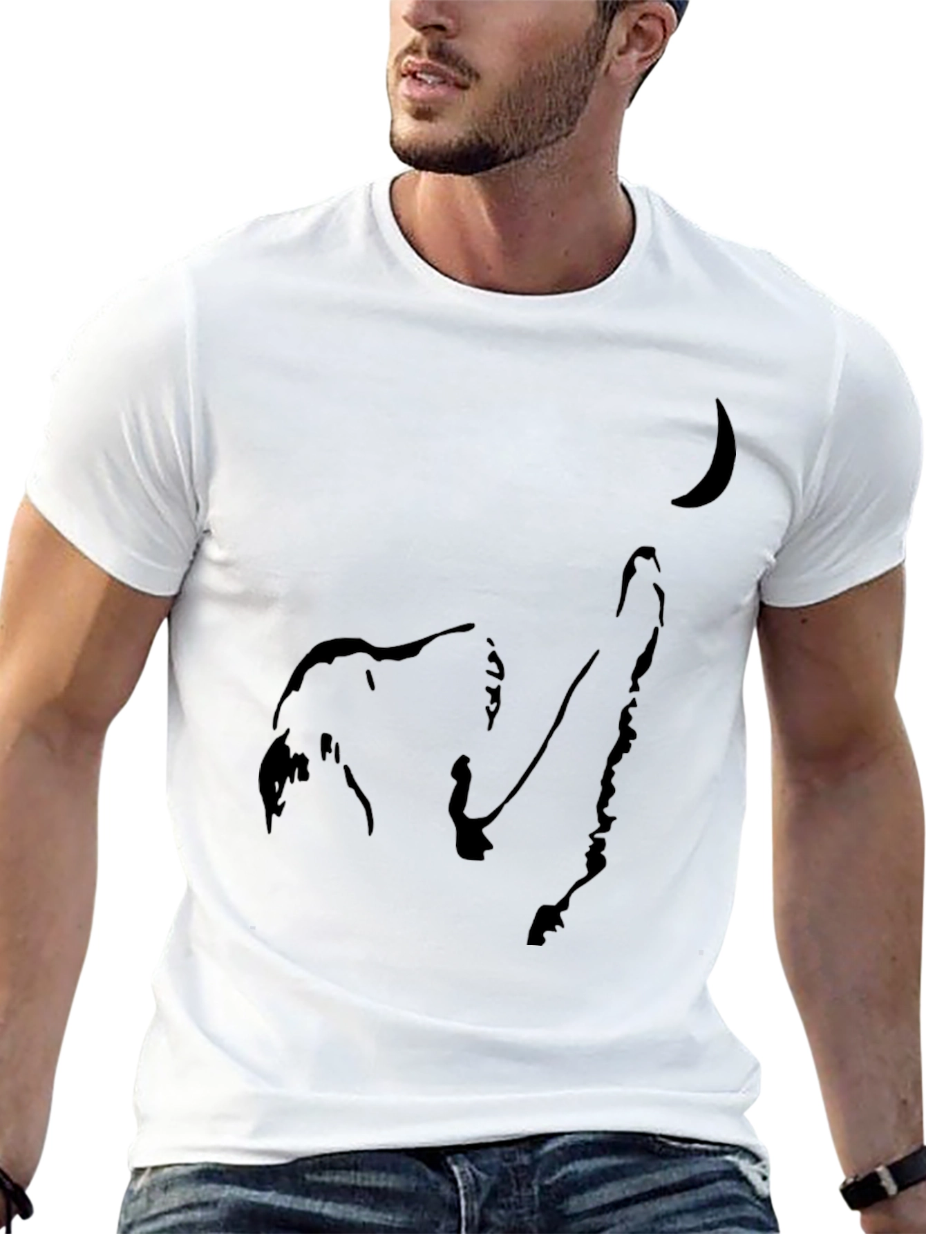 Wolf Howling at Moon Black Graphic Tee