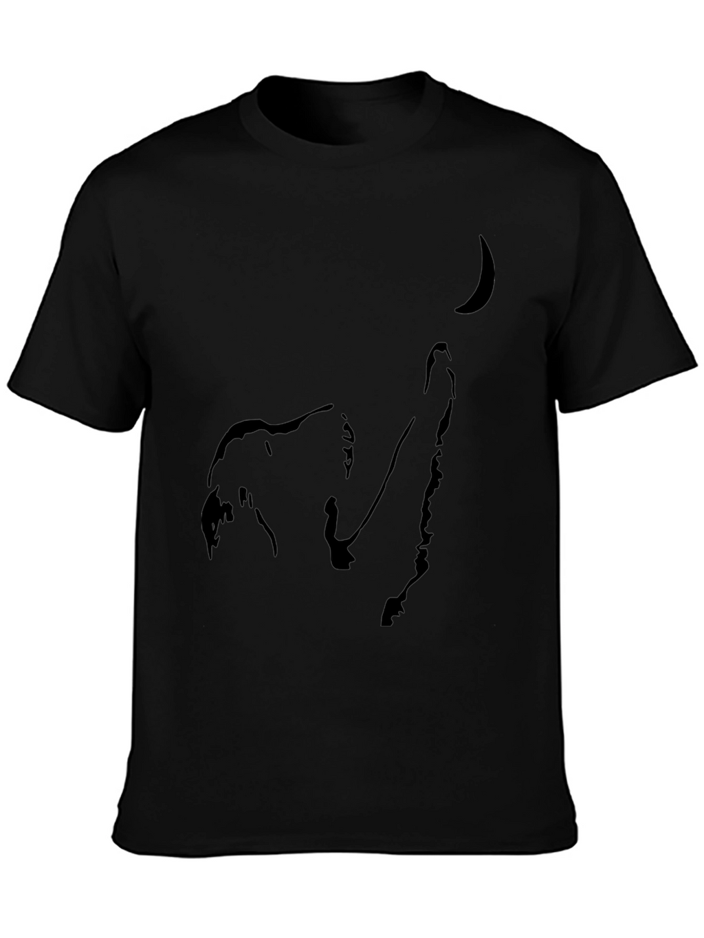 Wolf Howling at Moon Black Graphic Tee