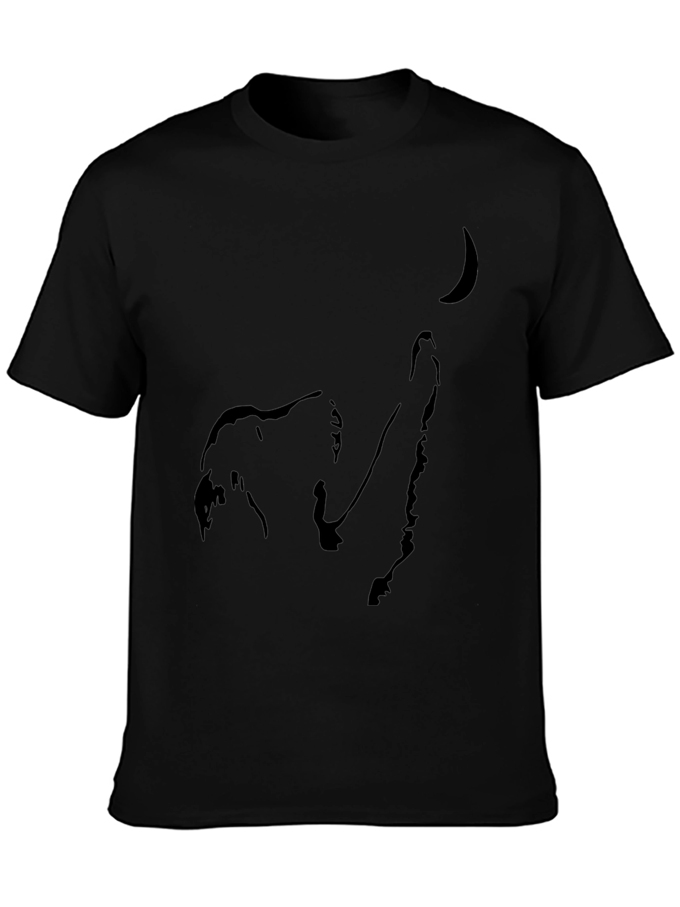 Wolf Howling at Moon Black Graphic Tee