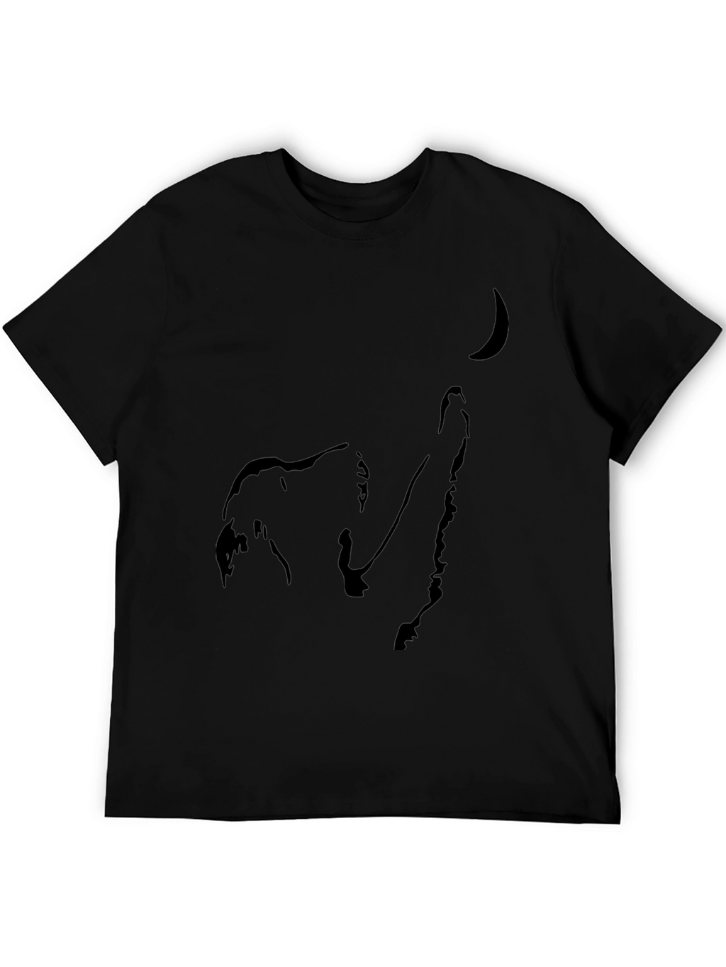 Wolf Howling at Moon Black Graphic Tee