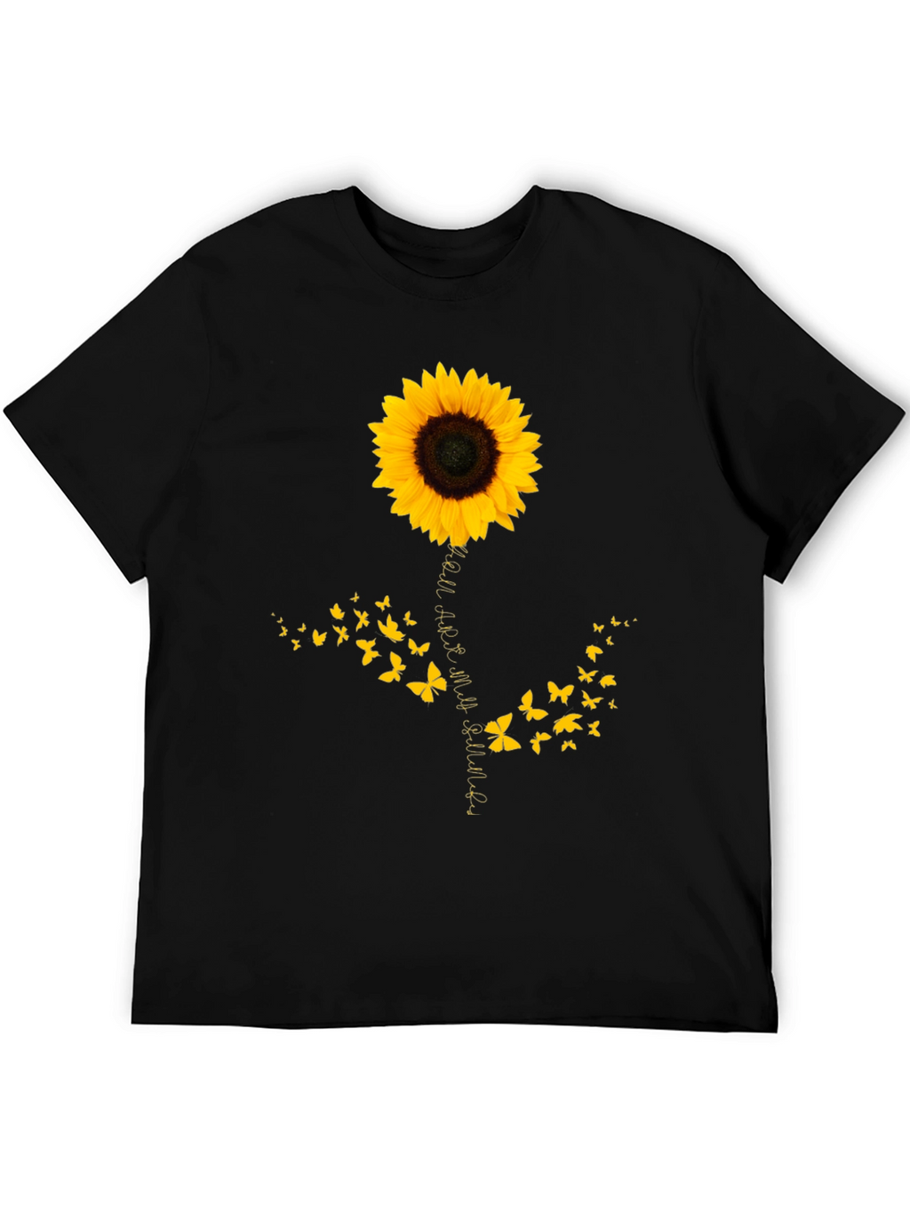 Sunflower Butterfly Graphic Tee - Mens Black T-Shirt