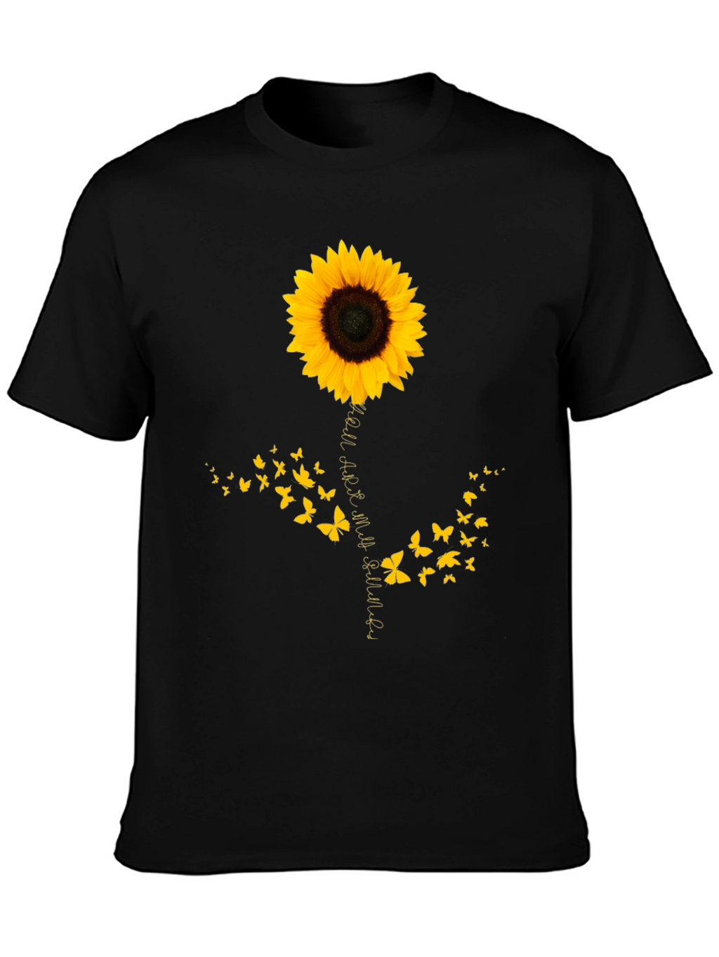 Sunflower Butterfly Graphic Tee - Mens Black T-Shirt