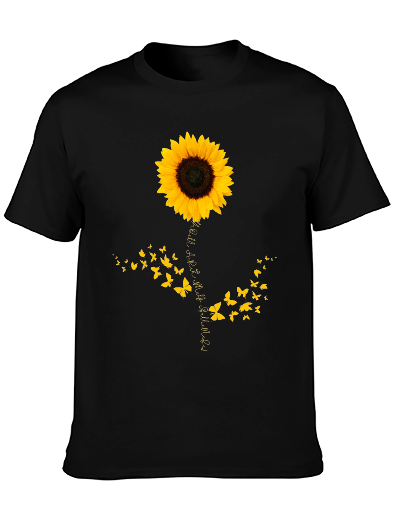 Sunflower Butterfly Graphic Tee - Mens Black T-Shirt
