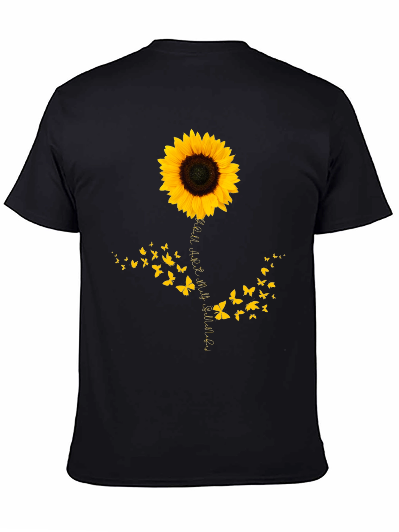 Sunflower Butterfly Graphic Tee - Mens Black T-Shirt