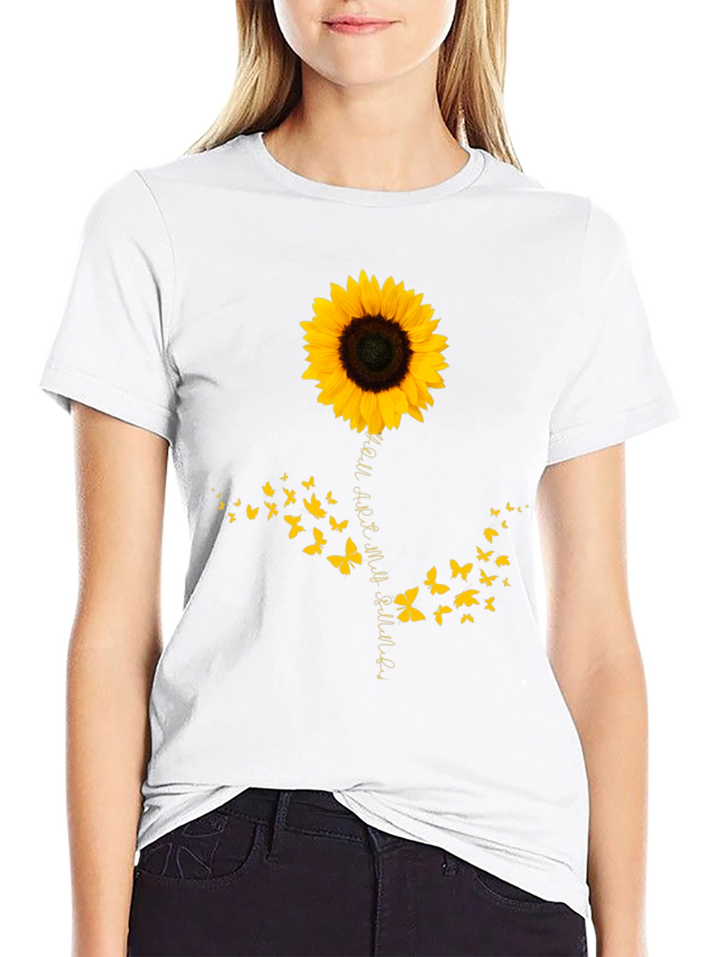 Sunflower Butterfly Graphic Tee - Mens Black T-Shirt