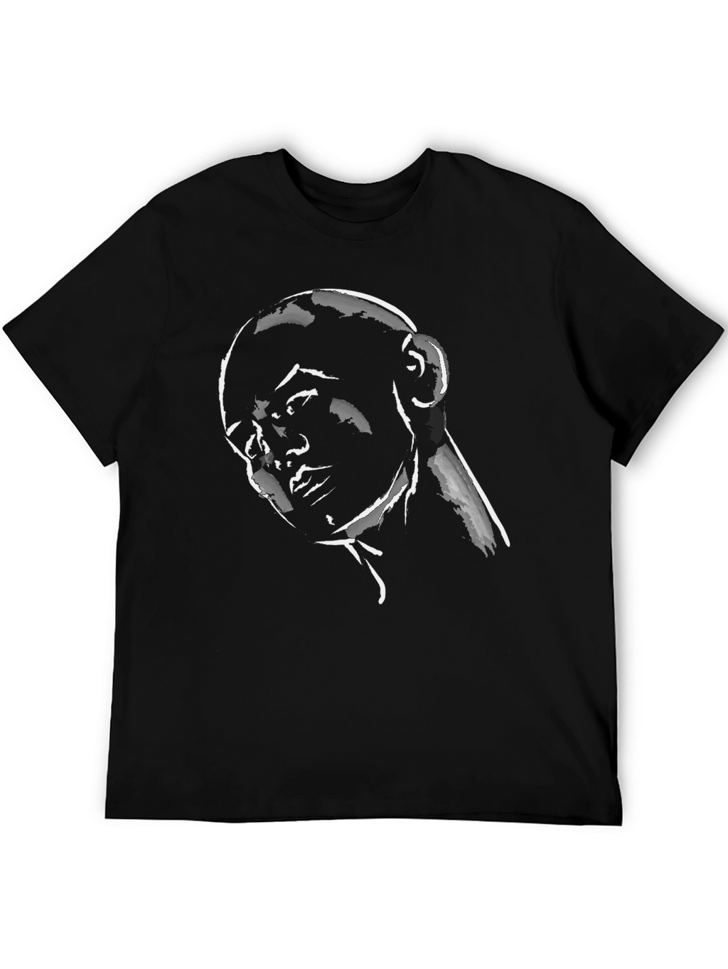 Bald Man Portrait Graphic Tee - Black