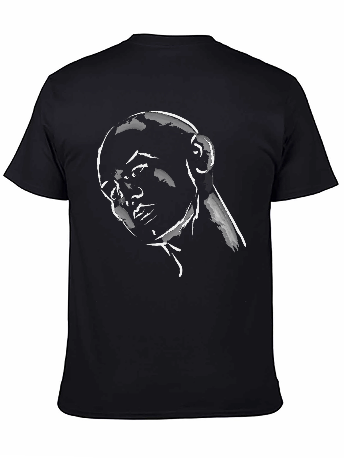 Bald Man Portrait Graphic Tee - Black