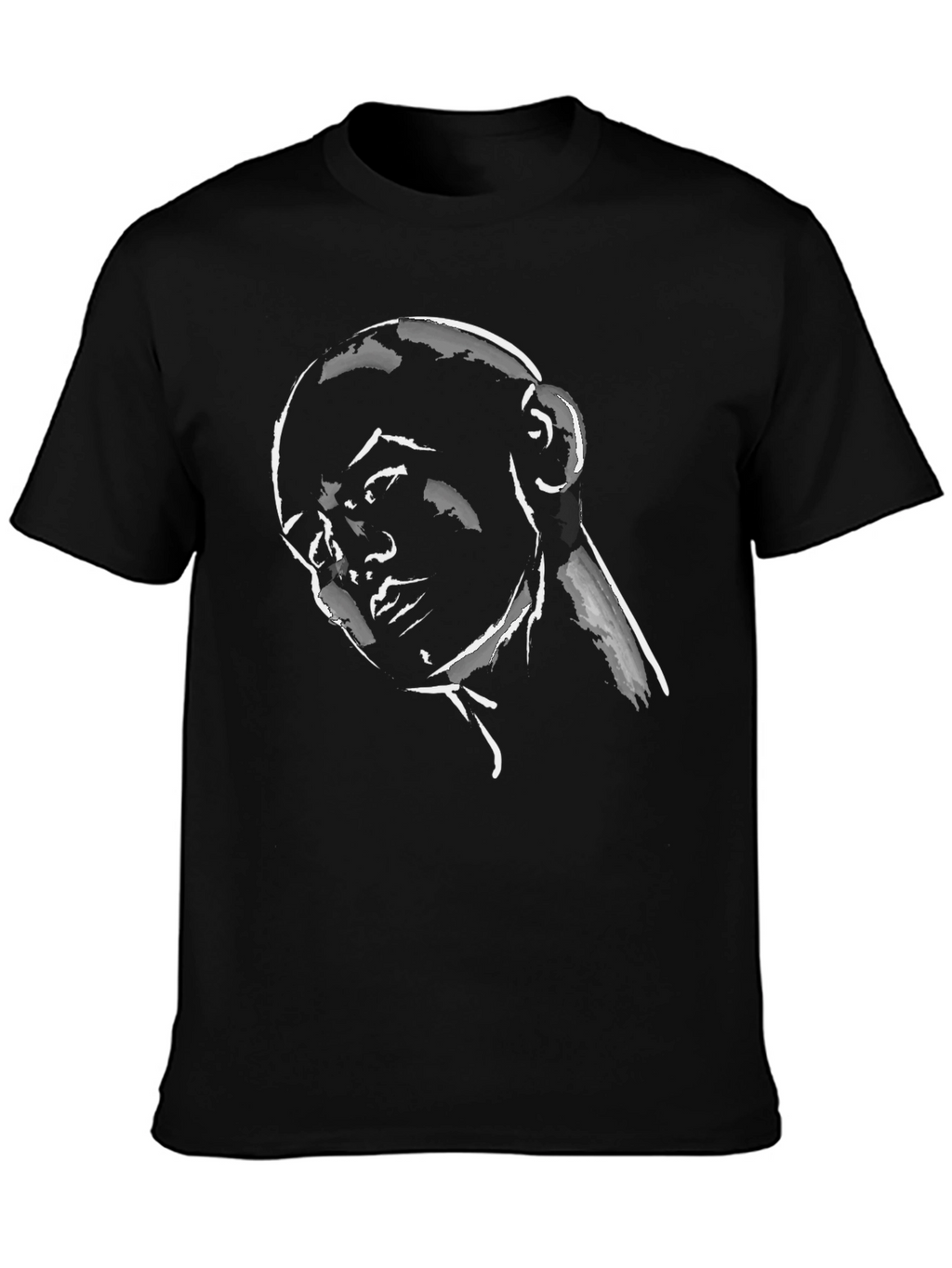 Bald Man Portrait Graphic Tee - Black