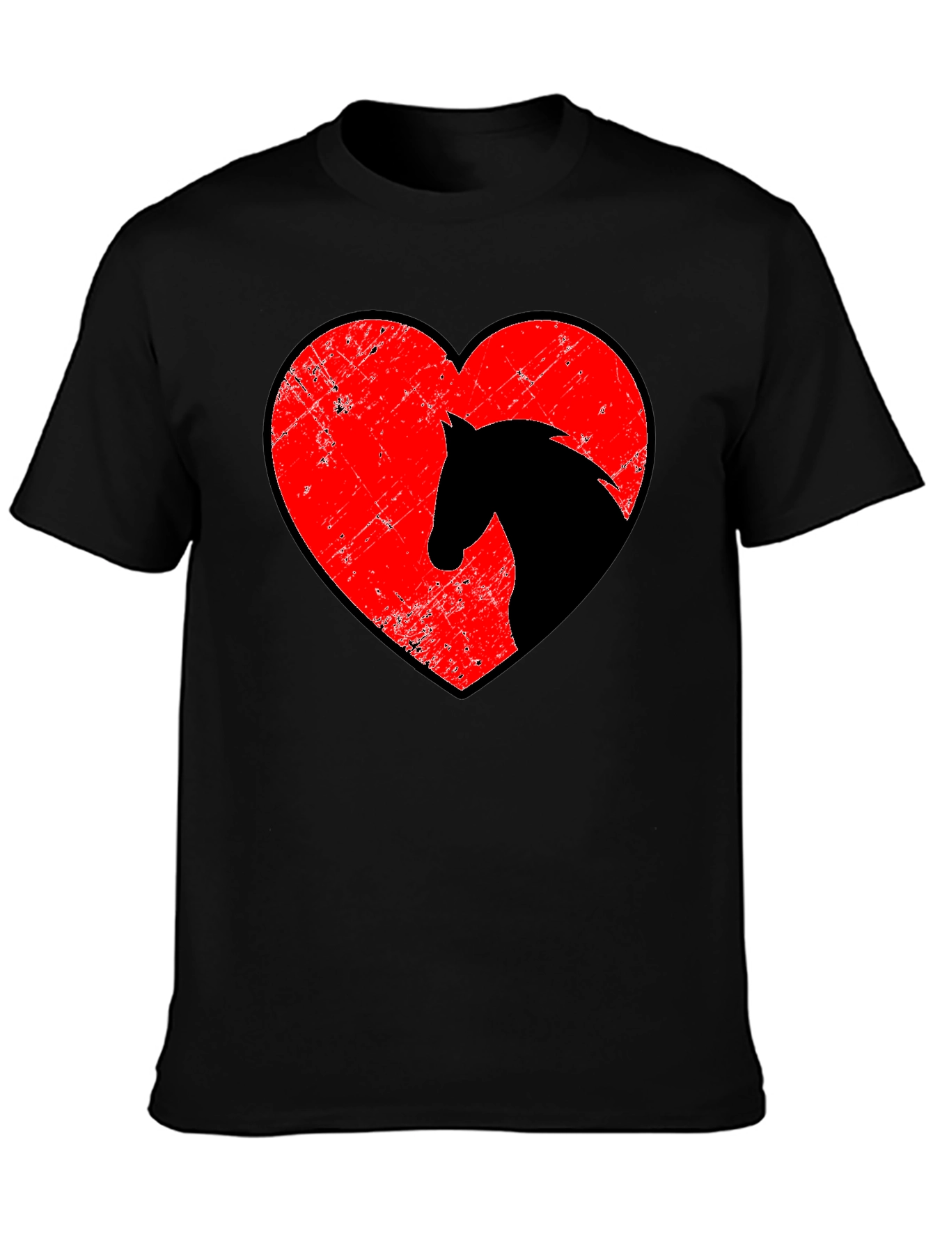 Horse Heart Graphic Tee - Stylish Unisex Black T-Shirt