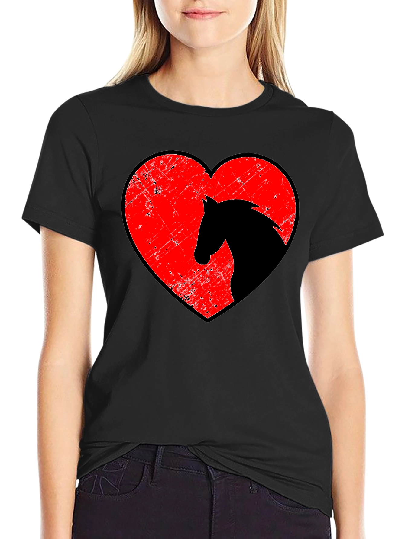 Horse Heart Graphic Tee - Stylish Unisex Black T-Shirt