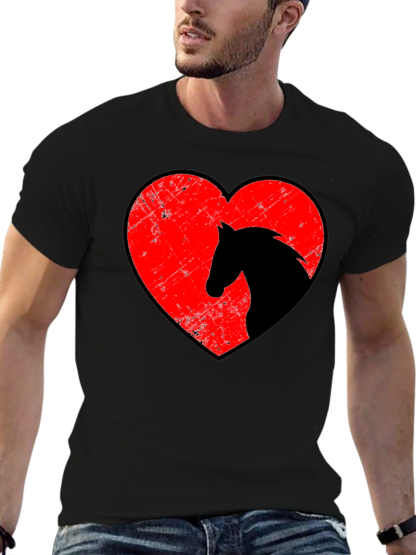 Horse Heart Graphic Tee - Stylish Unisex Black T-Shirt