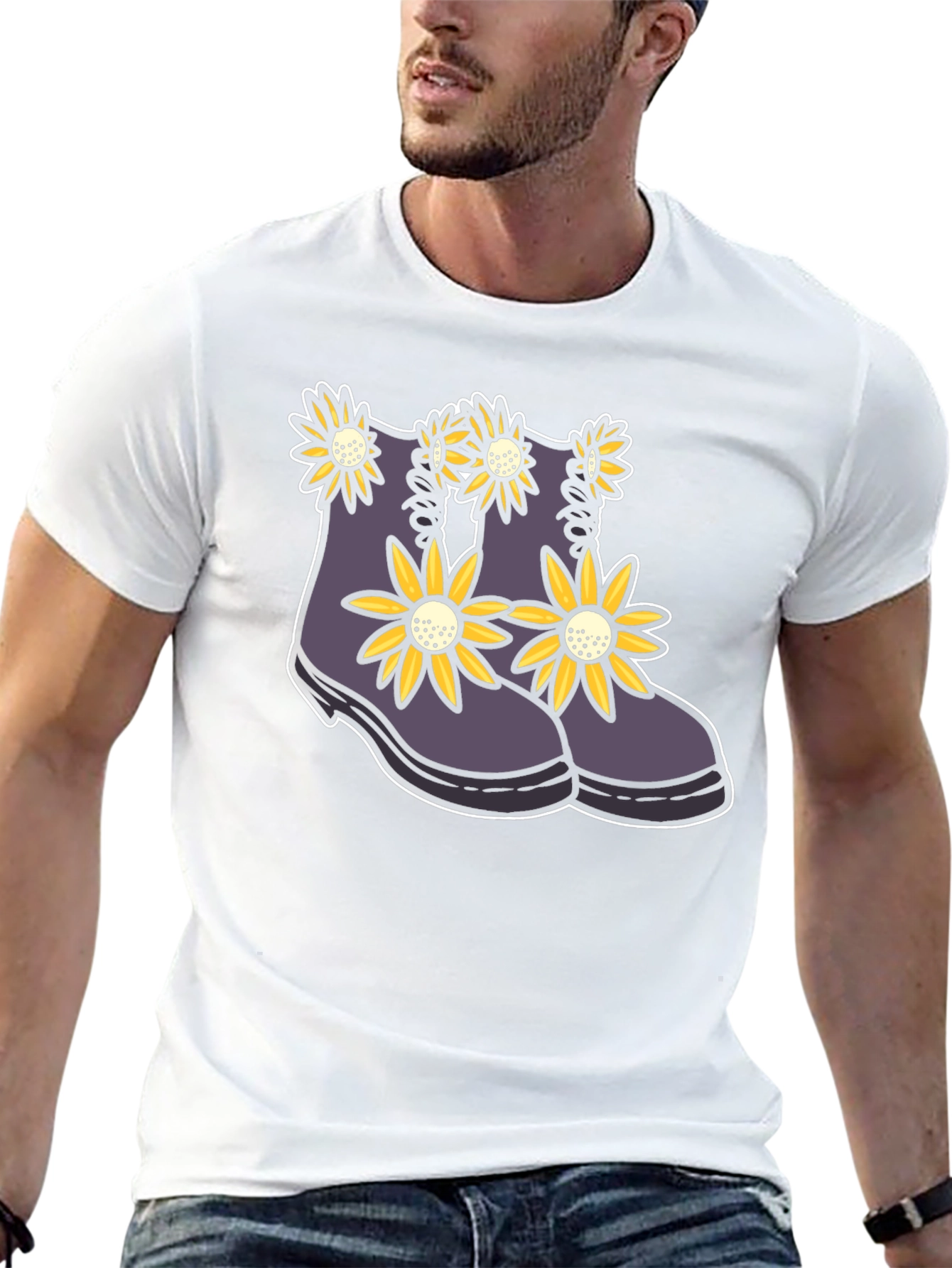 Floral Boots Graphic Tee - Stylish Unisex T-Shirt