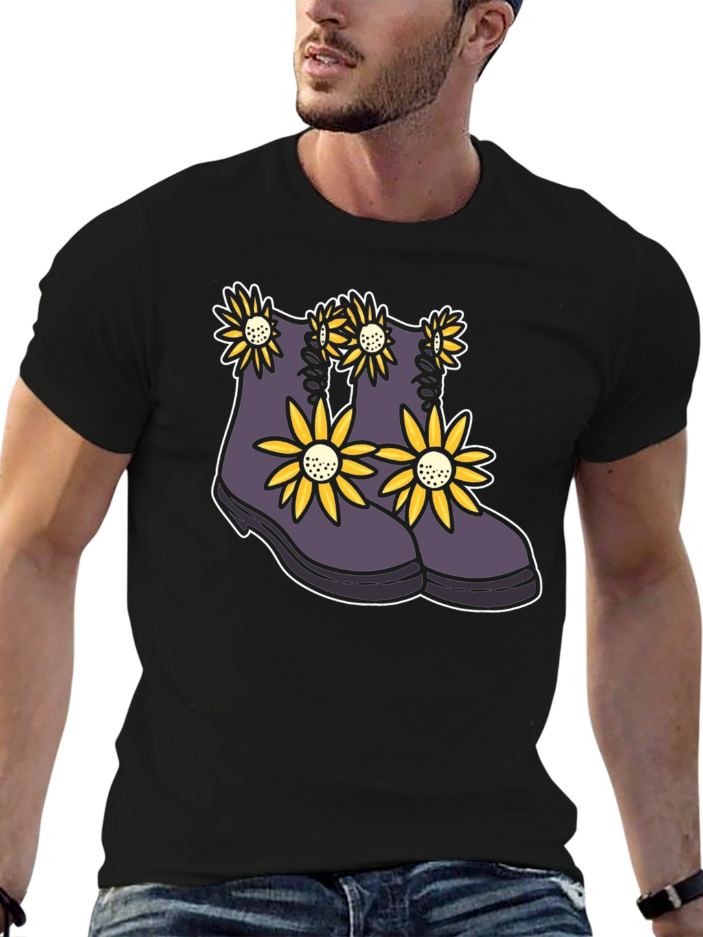 Floral Boots Graphic Tee - Stylish Unisex T-Shirt
