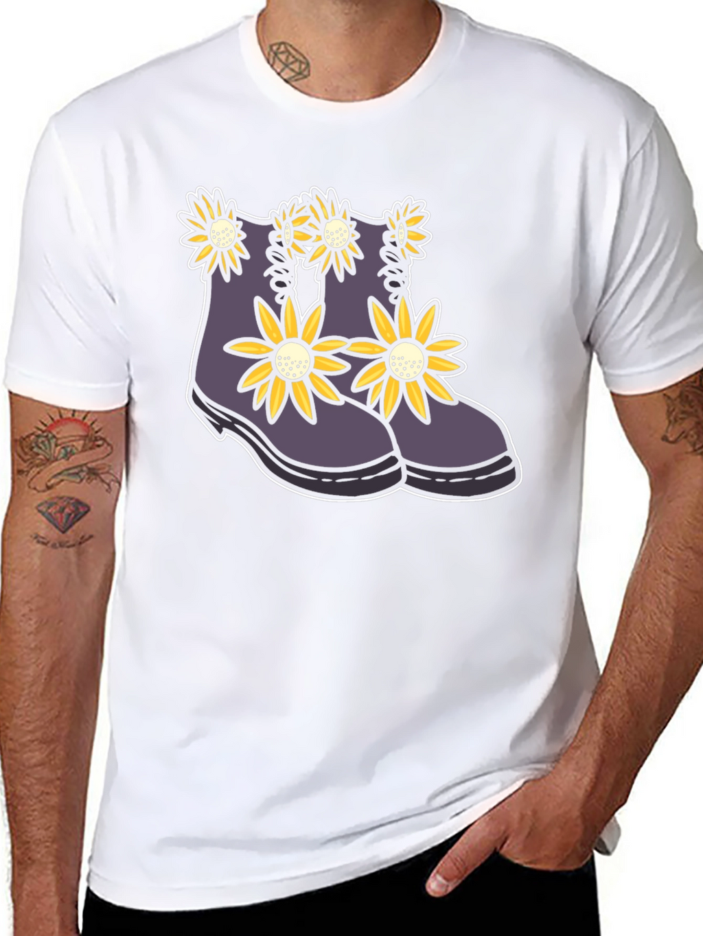 Floral Boots Graphic Tee - Stylish Unisex T-Shirt