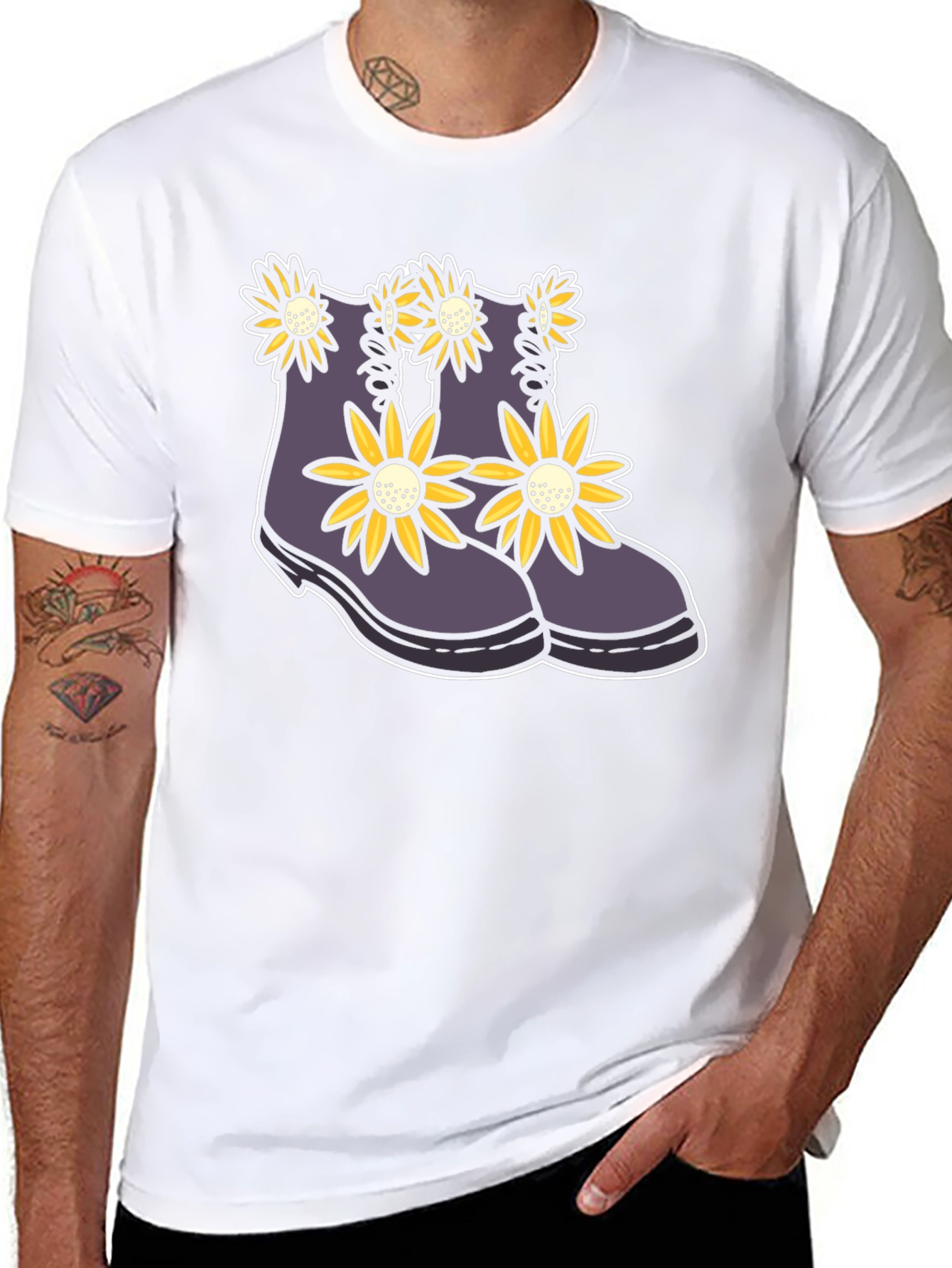Floral Boots Graphic Tee - Stylish Unisex T-Shirt