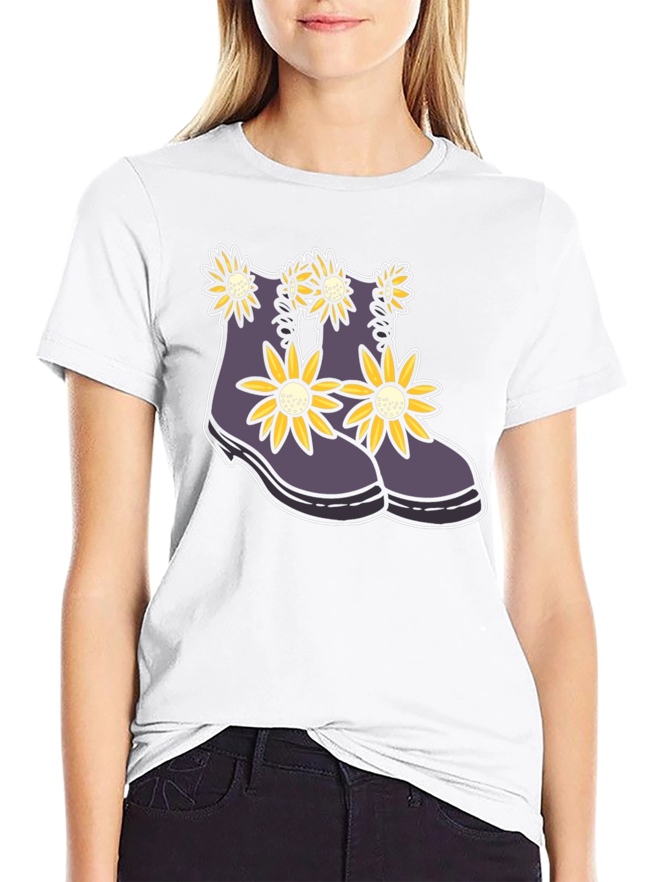 Floral Boots Graphic Tee - Stylish Unisex T-Shirt
