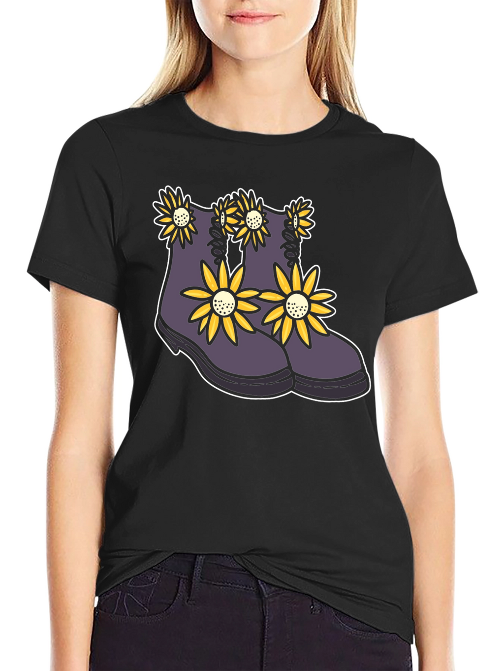 Floral Boots Graphic Tee - Stylish Unisex T-Shirt