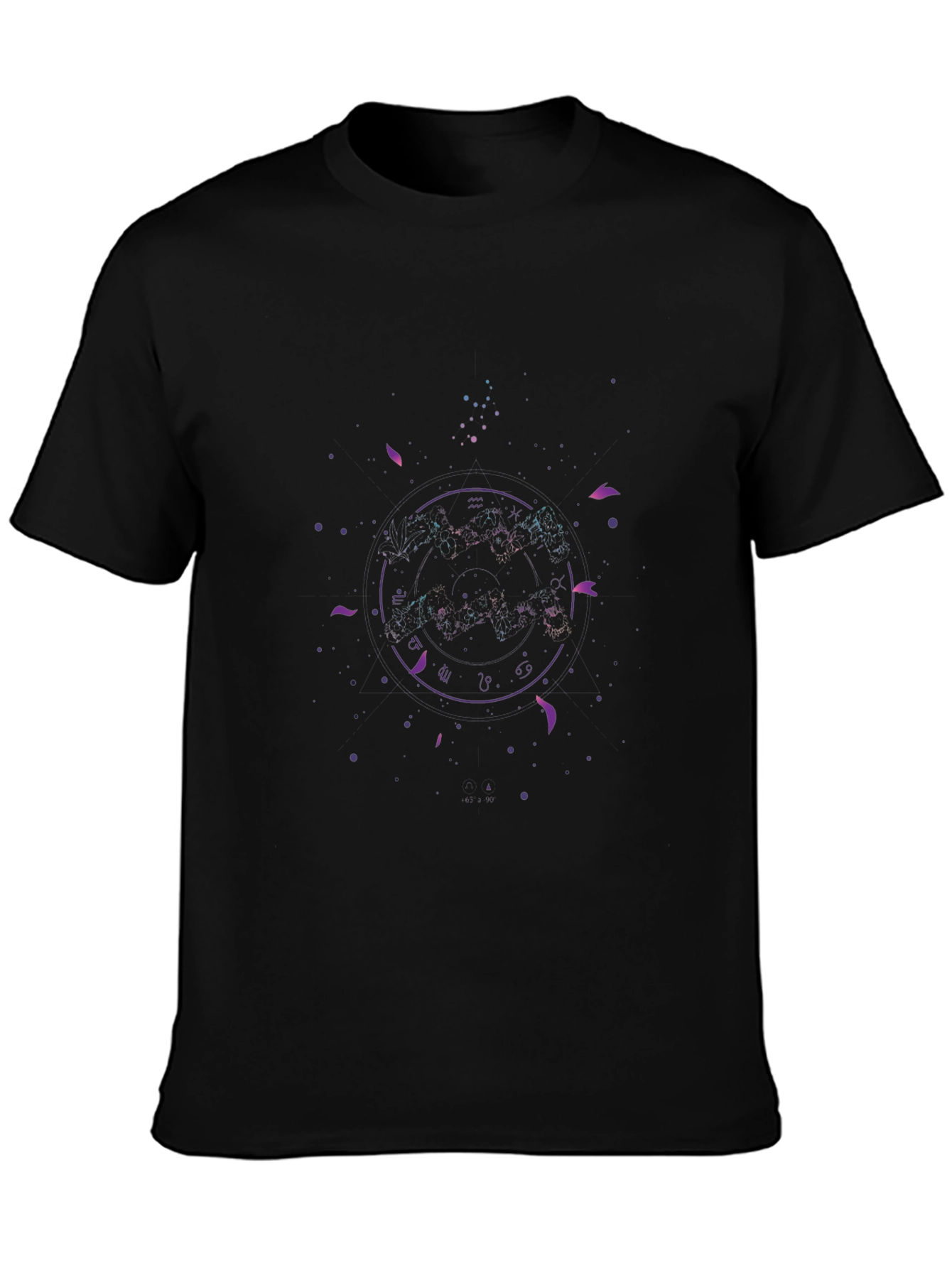 Celestial Zodiac Graphic Tee - Black