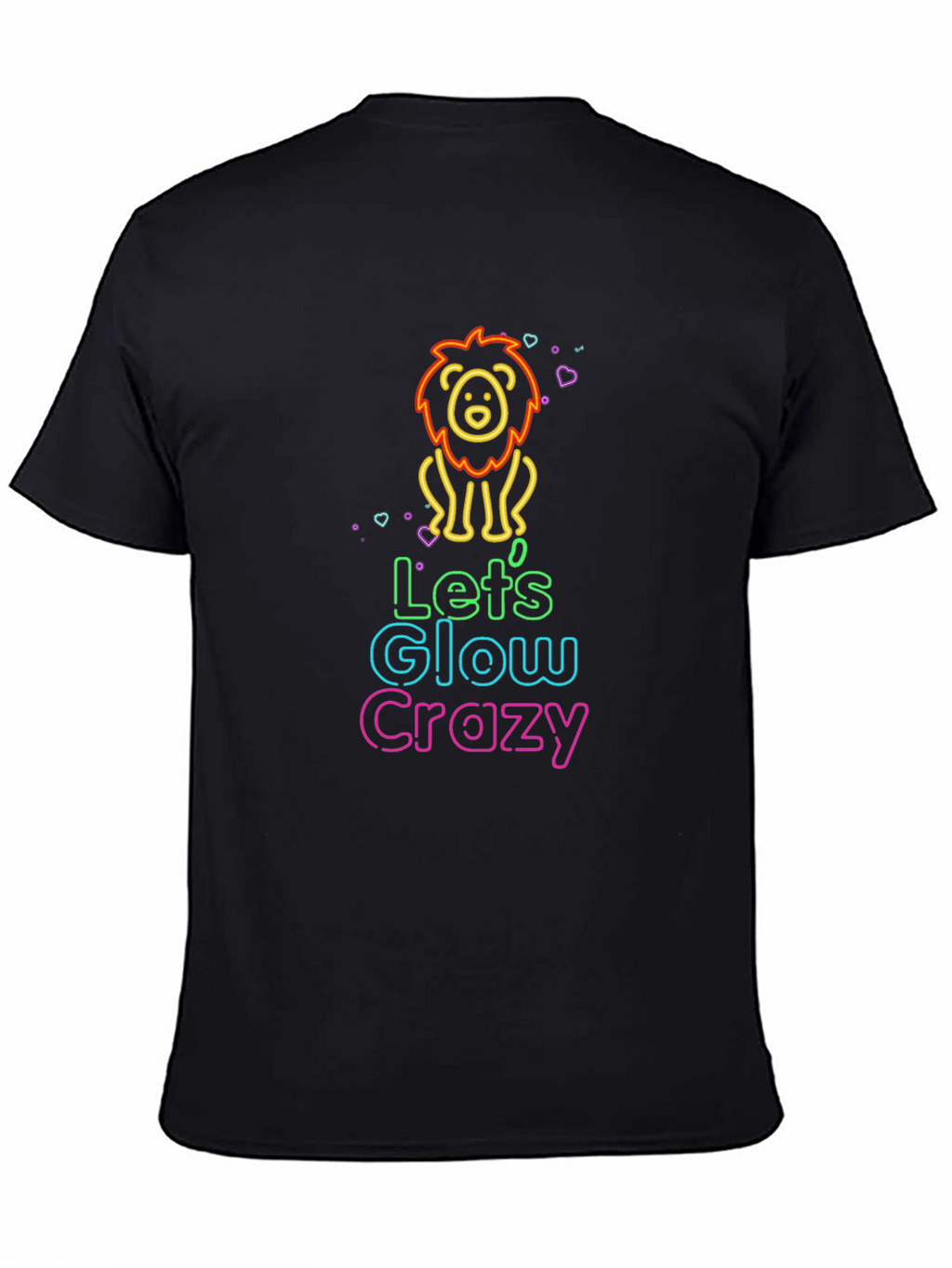 Glow Crazy Lion Graphic Tee - Black