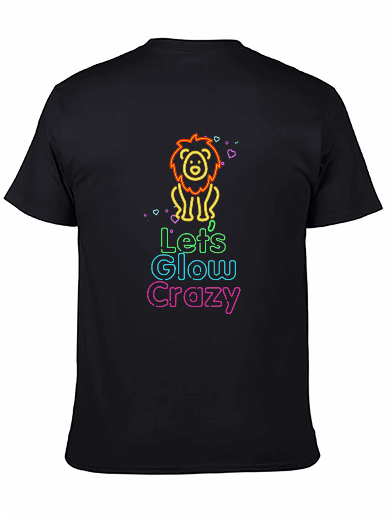 Glow Crazy Lion Graphic Tee - Black
