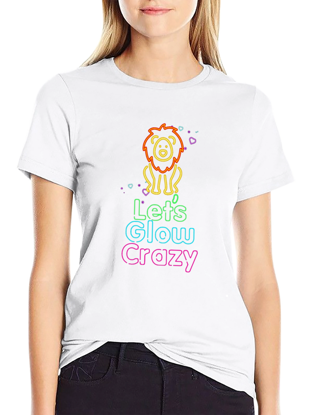 Glow Crazy Lion Graphic Tee - Black