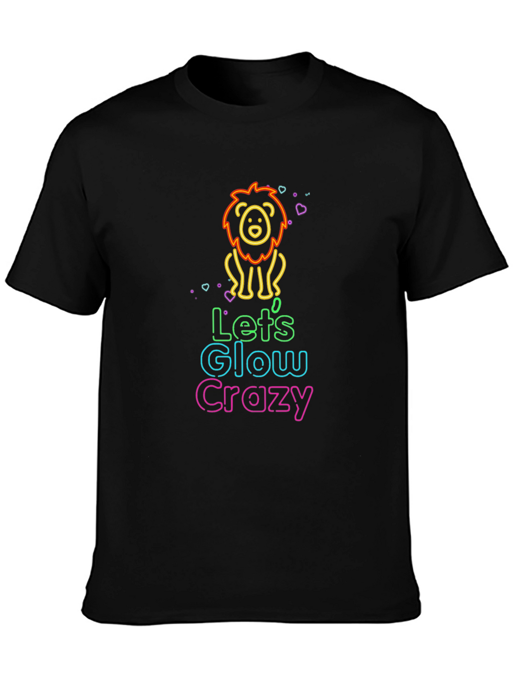 Glow Crazy Lion Graphic Tee - Black