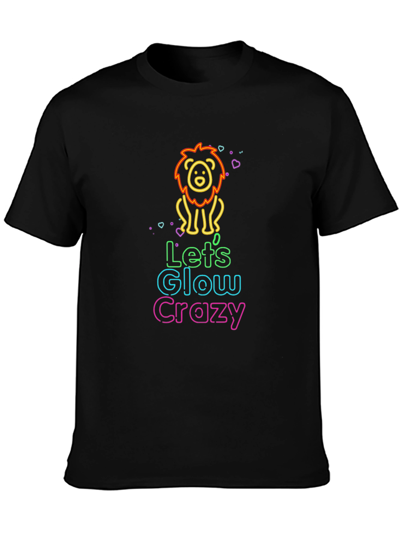 Glow Crazy Lion Graphic Tee - Black