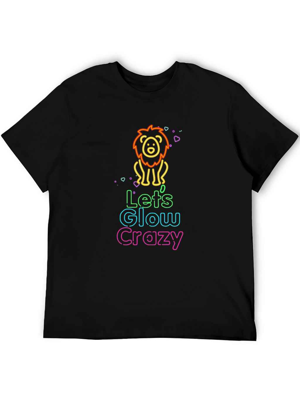 Glow Crazy Lion Graphic Tee - Black