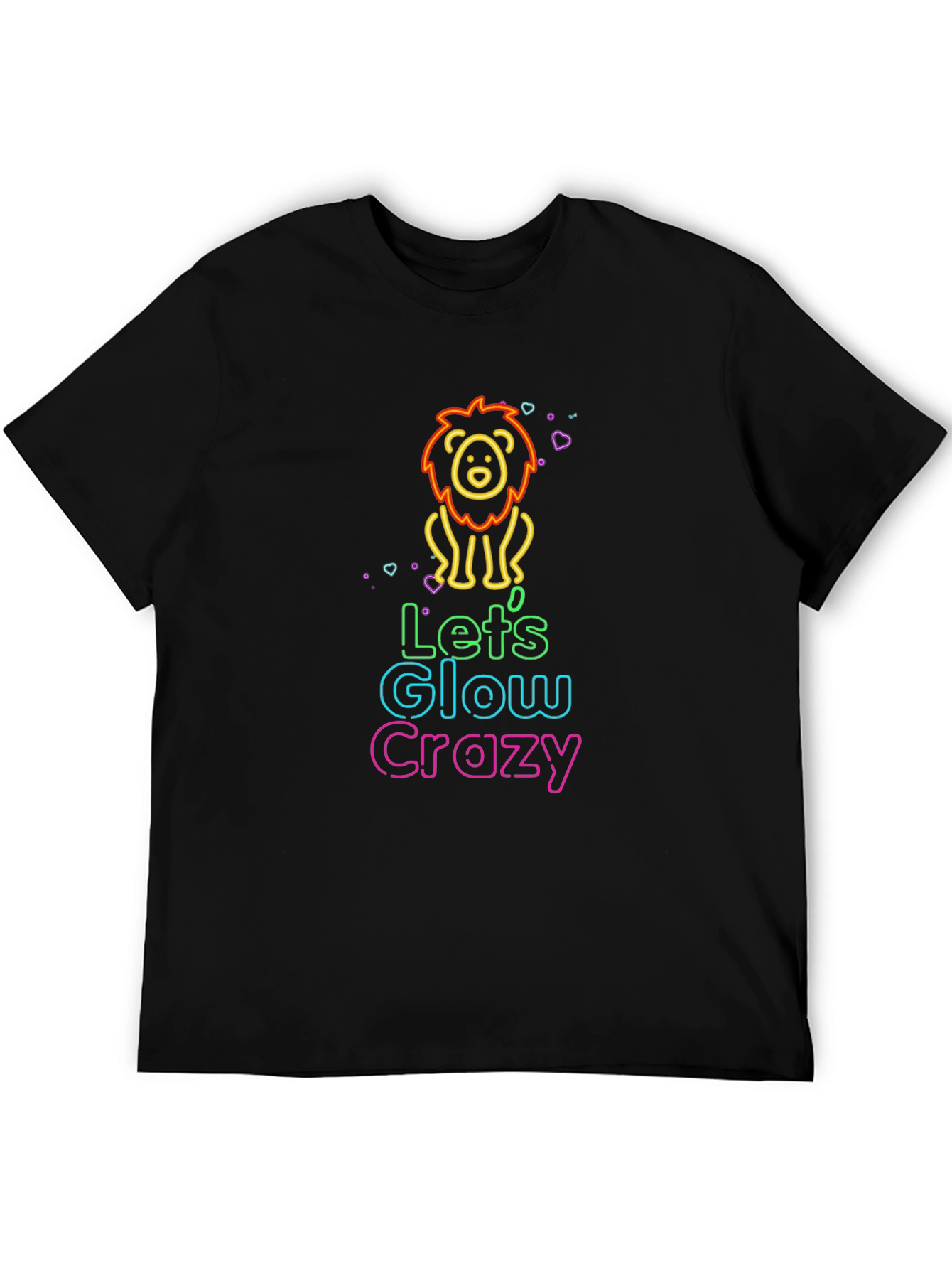 Glow Crazy Lion Graphic Tee - Black